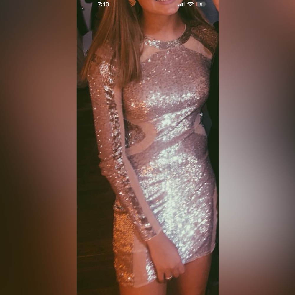 Revolve x Michael Costello Sequin Dress Rose Gold - Picture 3 of 7